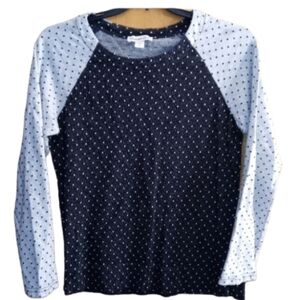 Coldwater creek small blouse blue polka dot
